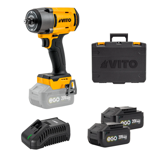 PACK EGO: LLAVE DE IMPACTO 1/2" 1180NM, CARGADOR Y 2 BATERÍAS