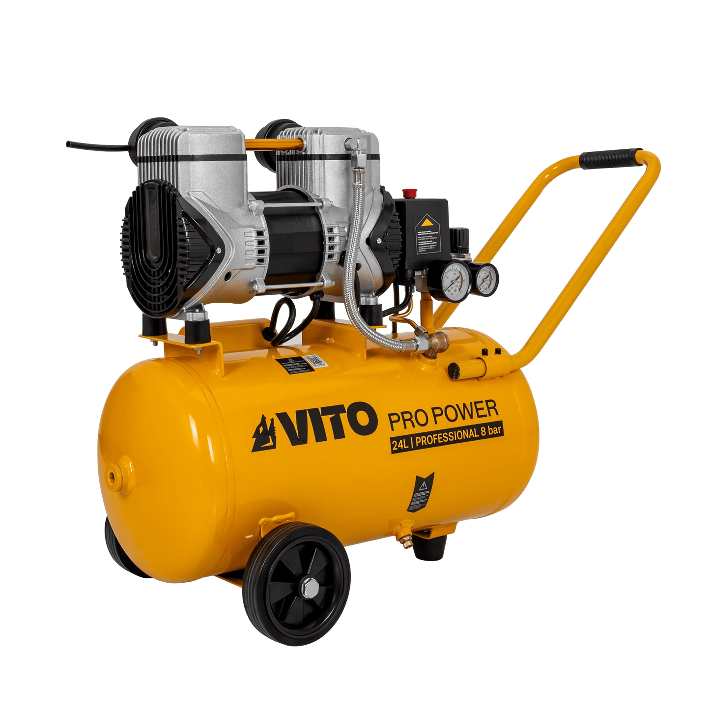 COMPRESOR SILENCIOSO SIN ACEITE 24L 8 BAR 2.0CV