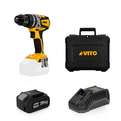 TALADRO BRUSHLESS EGO 20V, CON BATERÍA, CARGADOR Y CAJA BMC