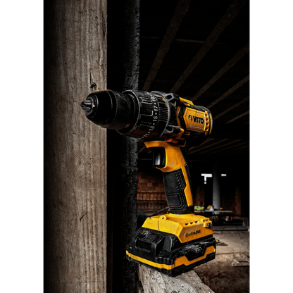 TALADRO ATORNILLADOR PERCUTOR BRUSHLESS SIN CABLE 20V, CON 2 BATERÍAS Y CARGADOR