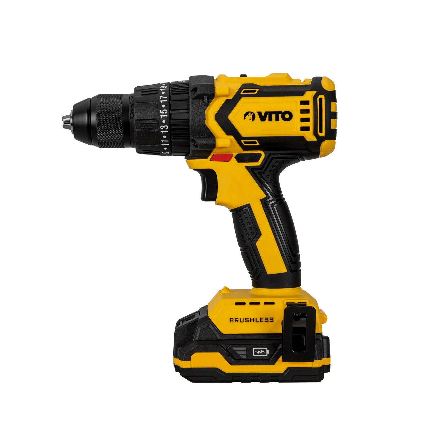 TALADRO ATORNILLADOR PERCUTOR BRUSHLESS SIN CABLE 20V, CON 2 BATERÍAS Y CARGADOR